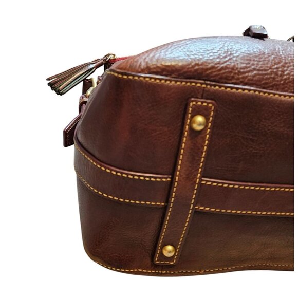 Dooney & Bourke Zip Sac Chestnut Leather Crossbody Shoulder Bag With Tassel Acce - Picture 6 of 16
